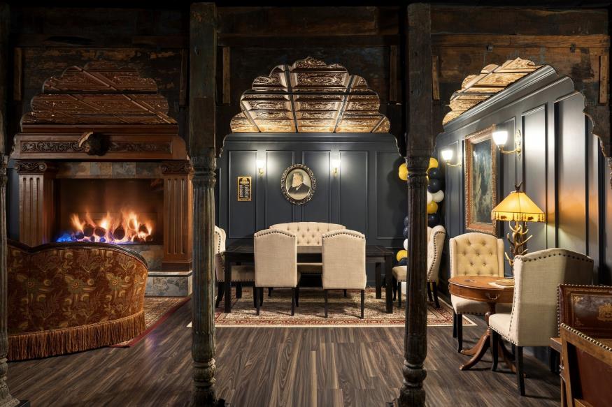 Fireplace lounge inside Last Look at Bear Valley Center