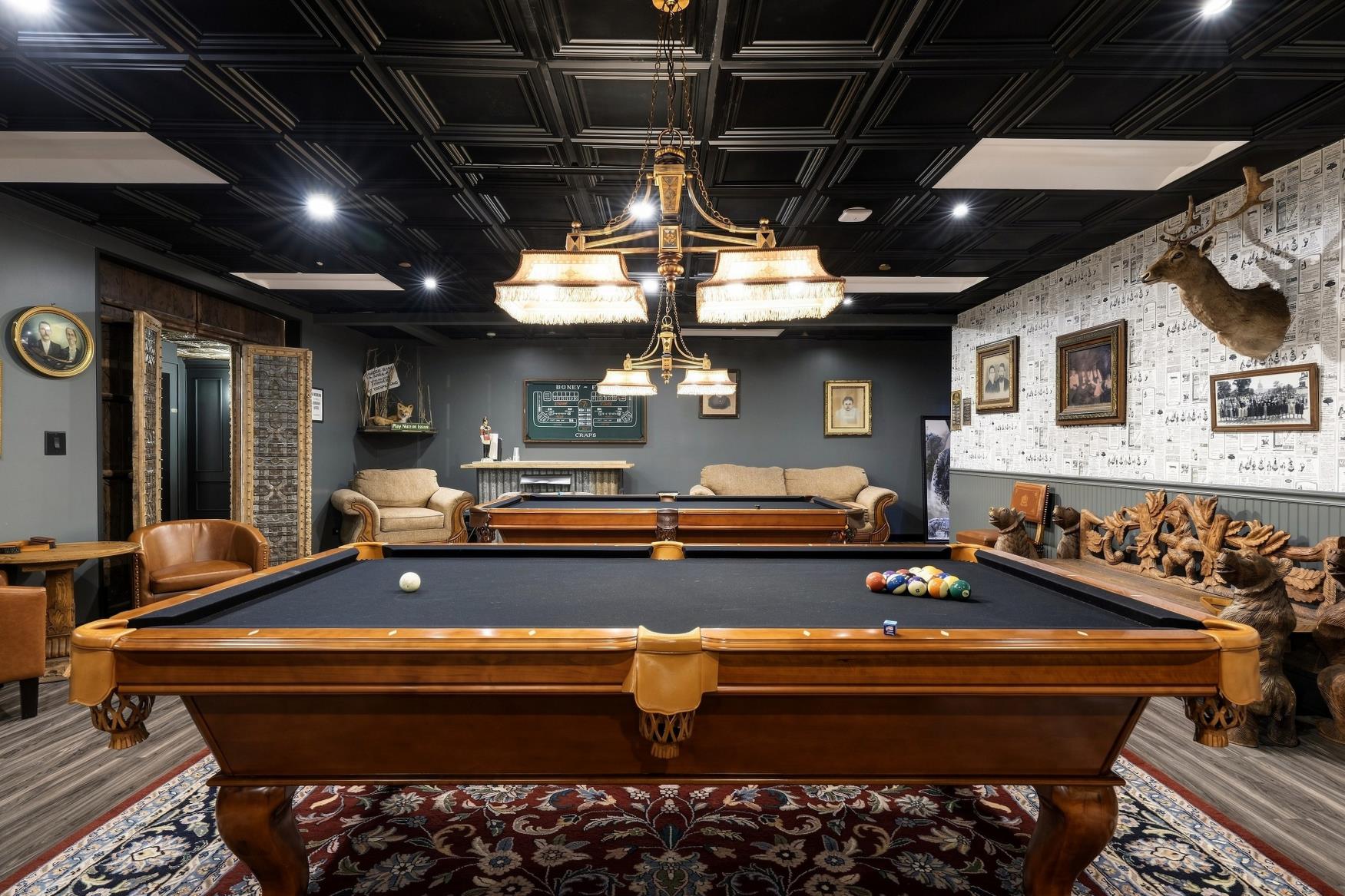 Pool table and lounge seating inside Last Look at Bear Valley Center